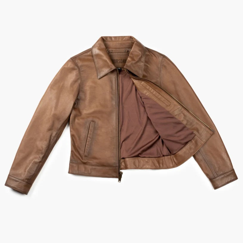 Women's Aviator Camel Leather Jacket | Premium Vintage Flight Bomber Jacket