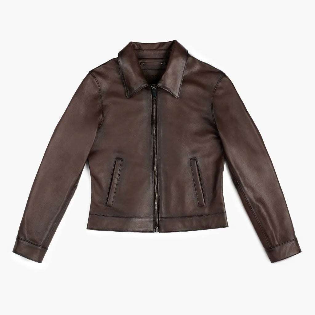 Women's Aviator BrownLeather Jacket | Premium Vintage Flight Bomber Jacket