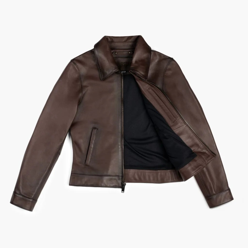 Women's Aviator BrownLeather Jacket | Premium Vintage Flight Bomber Jacket