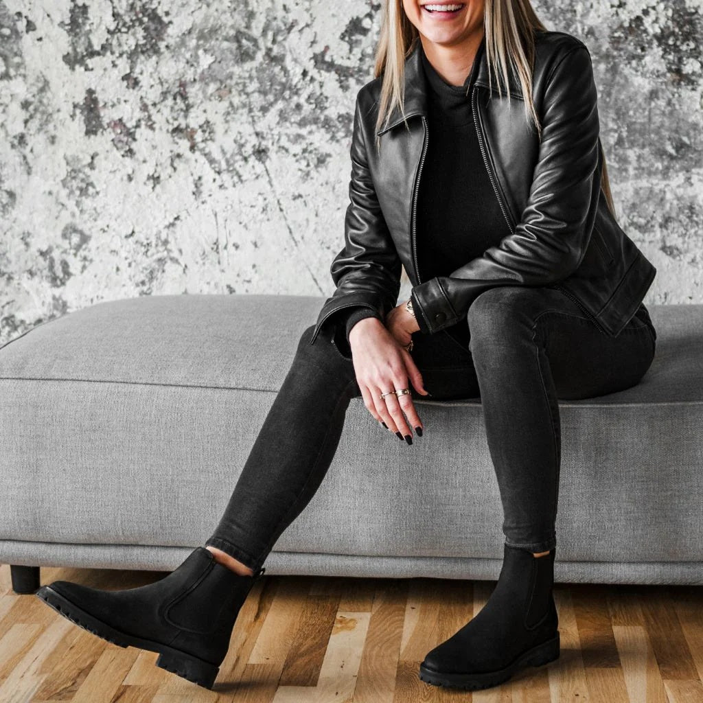 Women's Aviator Black Leather Jacket | Premium Vintage Flight Bomber Jacket