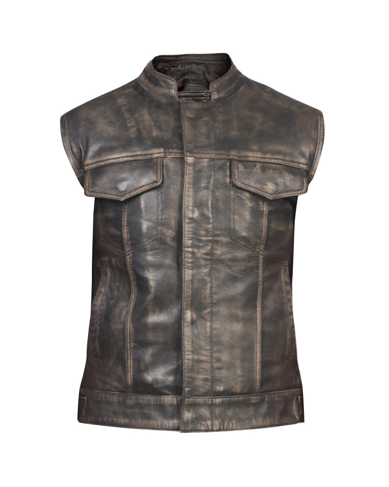 Distressed Brown Leather Vest for Men | Premium Genuine Leather Vintage Vest