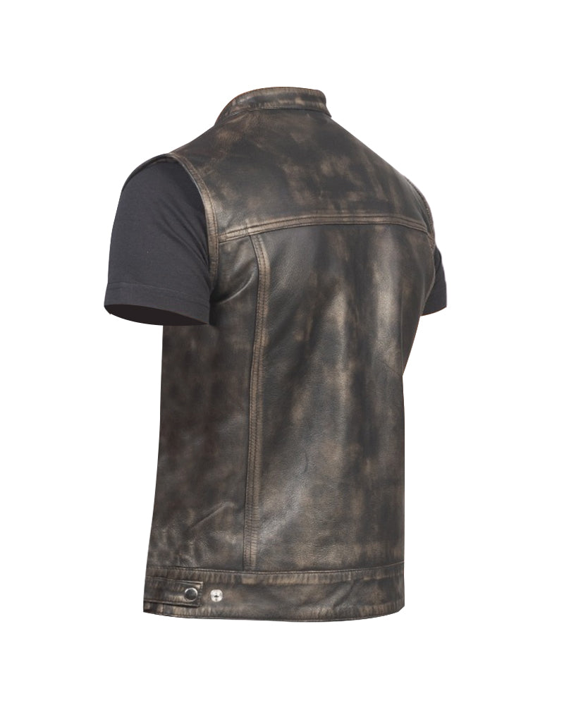 Distressed Brown Leather Vest for Men | Premium Genuine Leather Vintage Vest