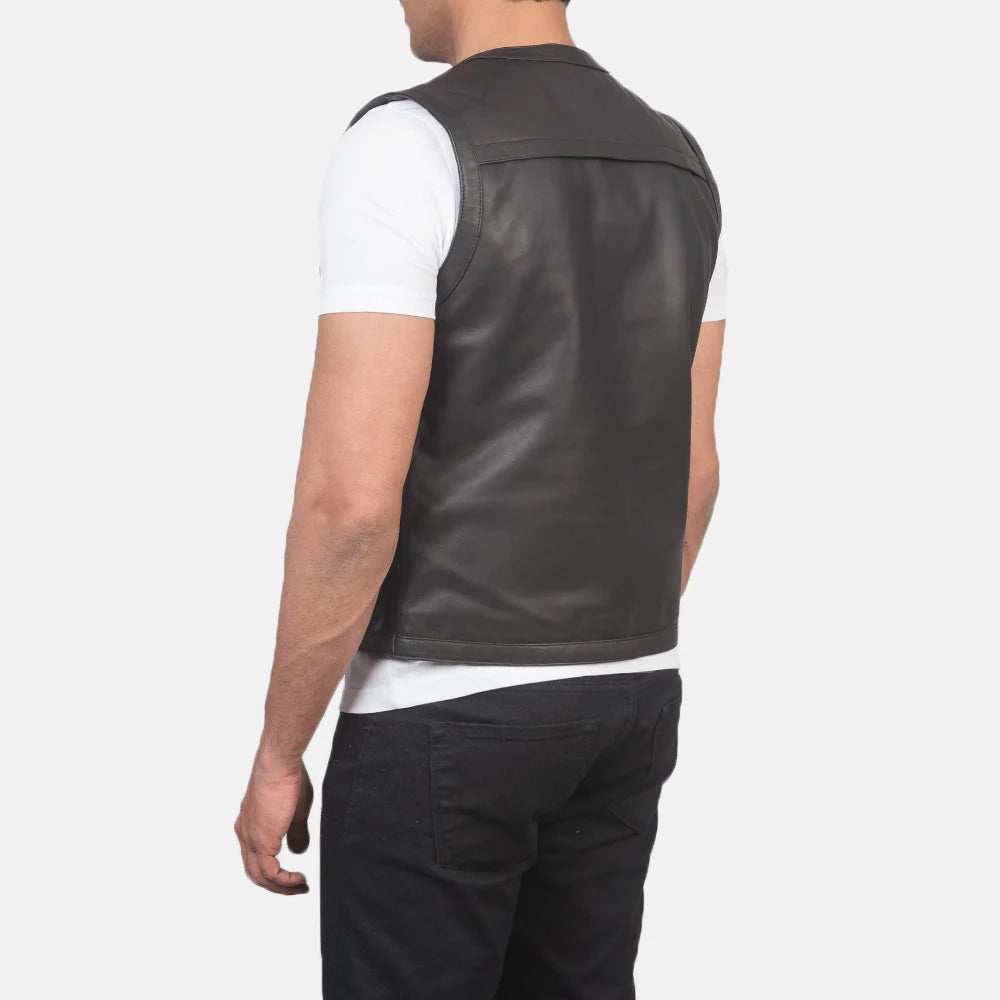 Safari Brown Leather Vest for Men | Premium Genuine Leather Biker Vest