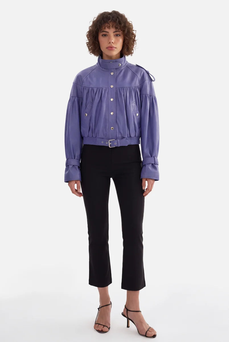 Purple Bomber Jacket for Women | Stylish Leather Jacket