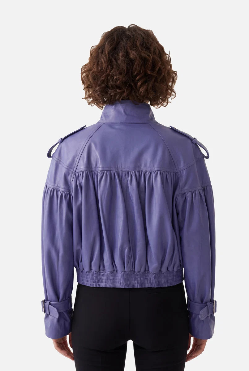 Purple Bomber Jacket for Women | Stylish Leather Jacket