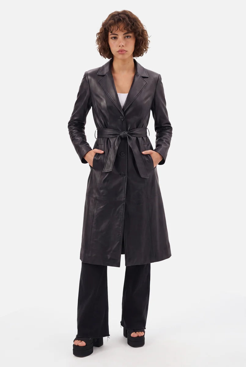 Premium Genuine Leather Trench Coat | Long Classic Coat