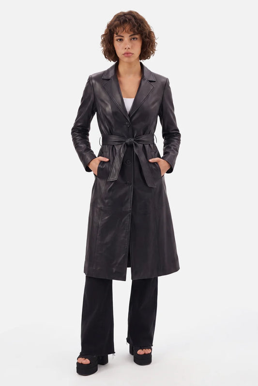 Premium Genuine Leather Trench Coat | Long Classic Coat