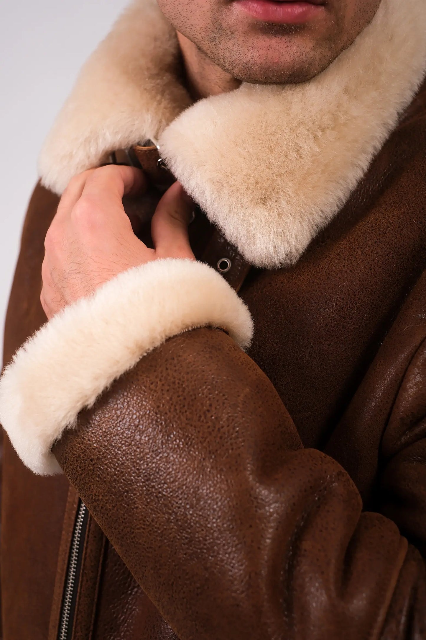 Men's Leather Shearling Aviator Jacket | Premium Genuine Leather Flight Jacket