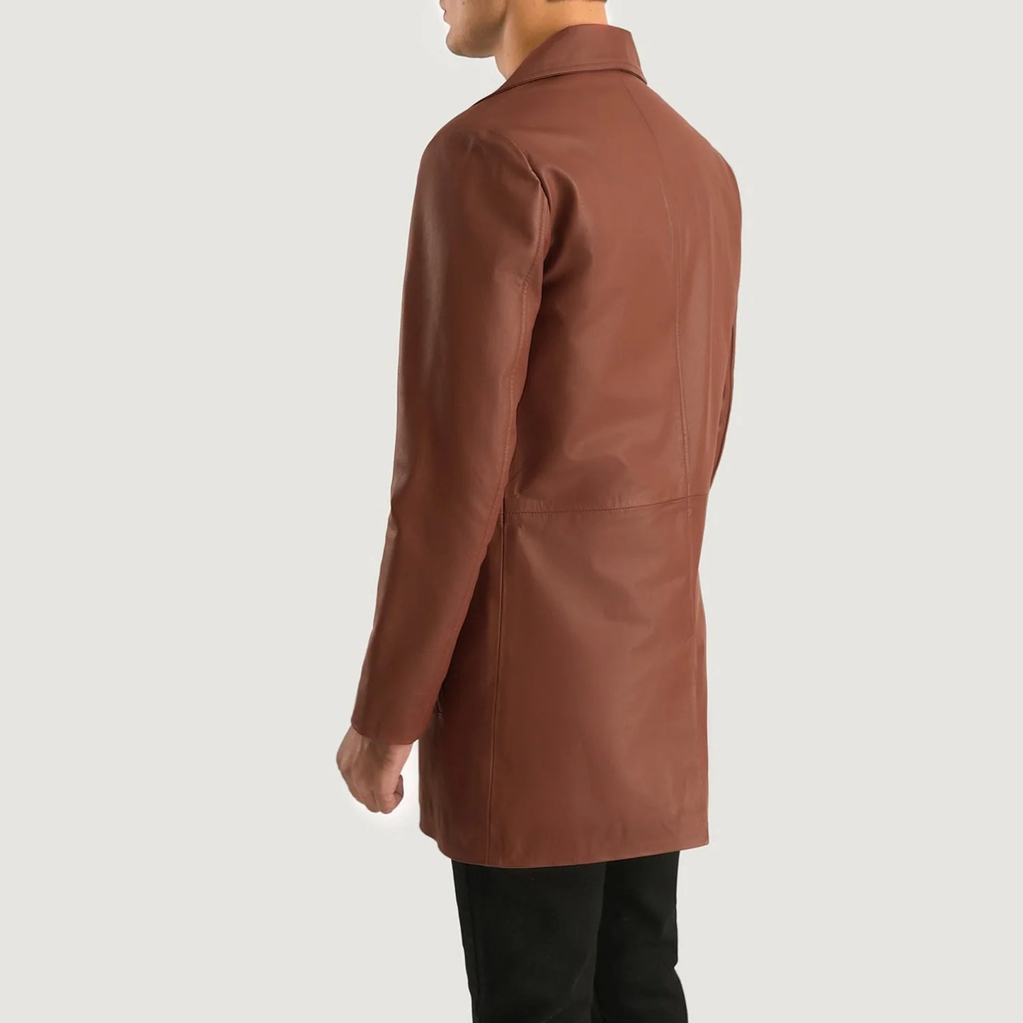 Classmith Brown Leather Coat for Men | Premium Genuine Leather Long Coat