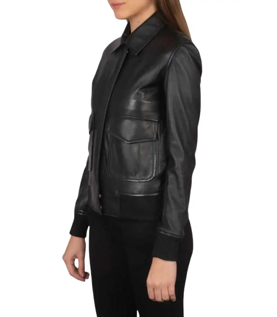 Women’s Black B-3 Shearling Aviator Leather Jacket