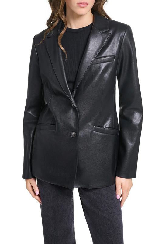 Women's Real Leather Blazer | Premium Genuine Leather Tailored Jacket
