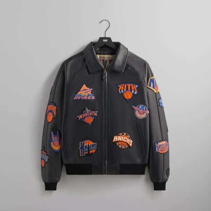 Kith x Avirex-Inspired Leather Varsity Jacket | Premium Genuine Leather Bomber Jacket