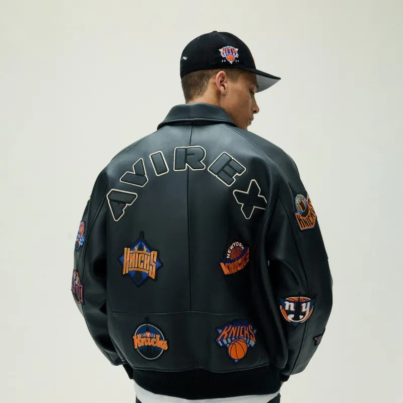 Kith x Avirex-Inspired Leather Varsity Jacket | Premium Genuine Leather Bomber Jacket