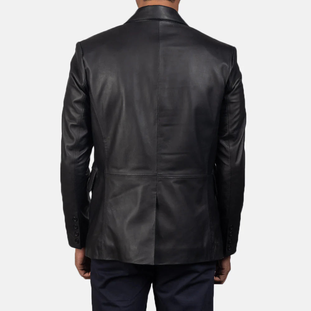 Daron Black Leather Blazer for Women | Premium Genuine Leather Blazer