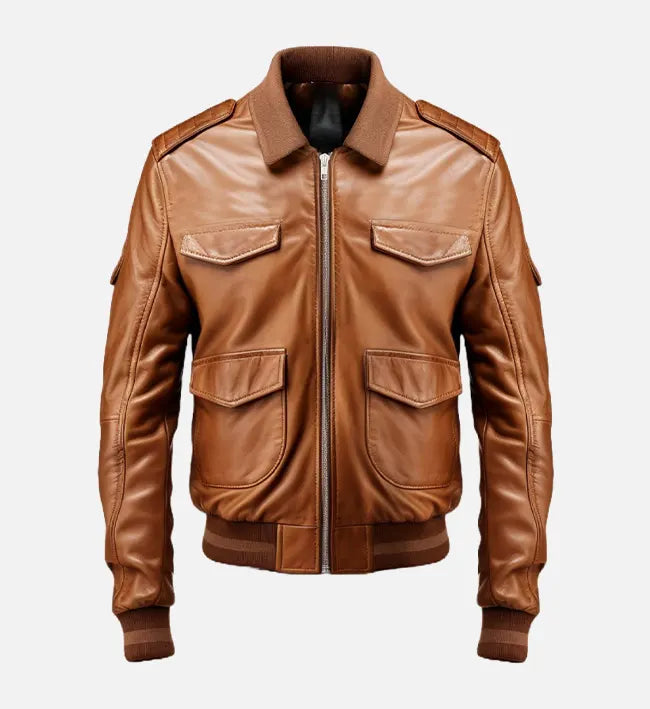 Men's Bomber Brown Leather Jacket