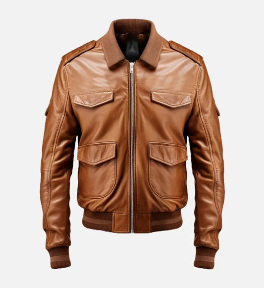 Men's Bomber Brown Leather Jacket
