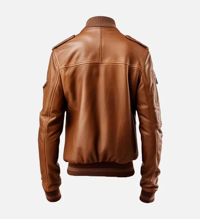 Men's Bomber Brown Leather Jacket