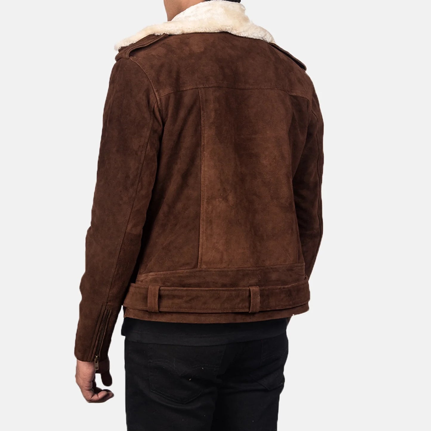 Furton Mocha Suede Biker Jacket for Men | Premium Genuine Suede Leather Motorcycle Jacket