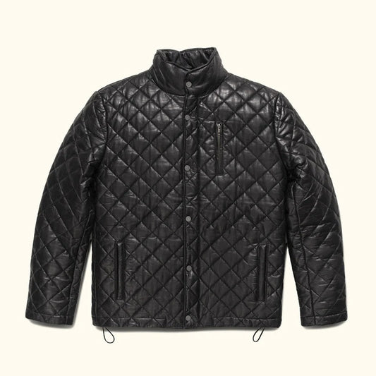 Jack Andrews Inspired Quilted Leather Jacket | Men's Premium Diamond Stitch Leather Jacket