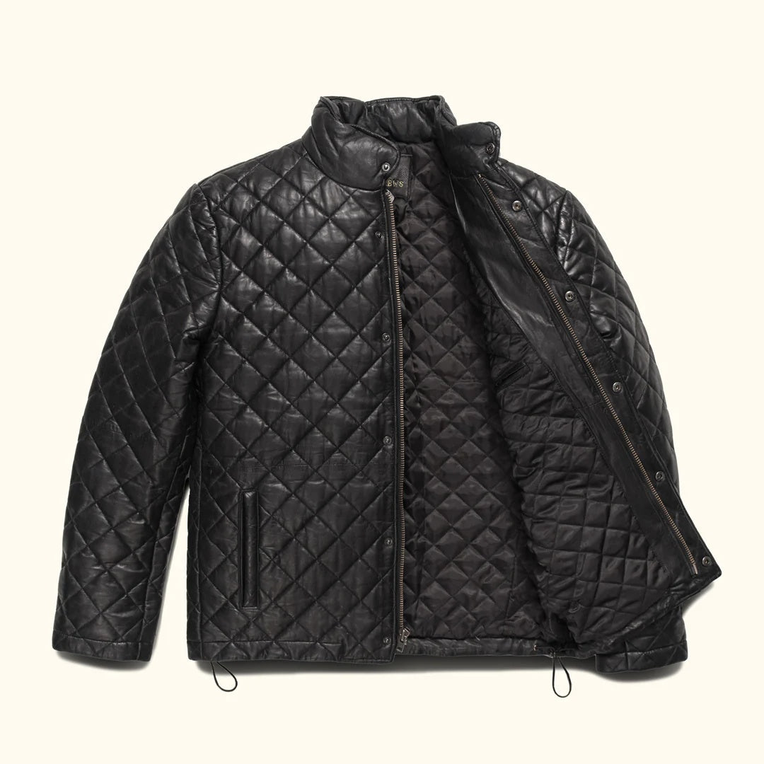Jack Andrews Inspired Quilted Leather Jacket | Men's Premium Diamond Stitch Leather Jacket