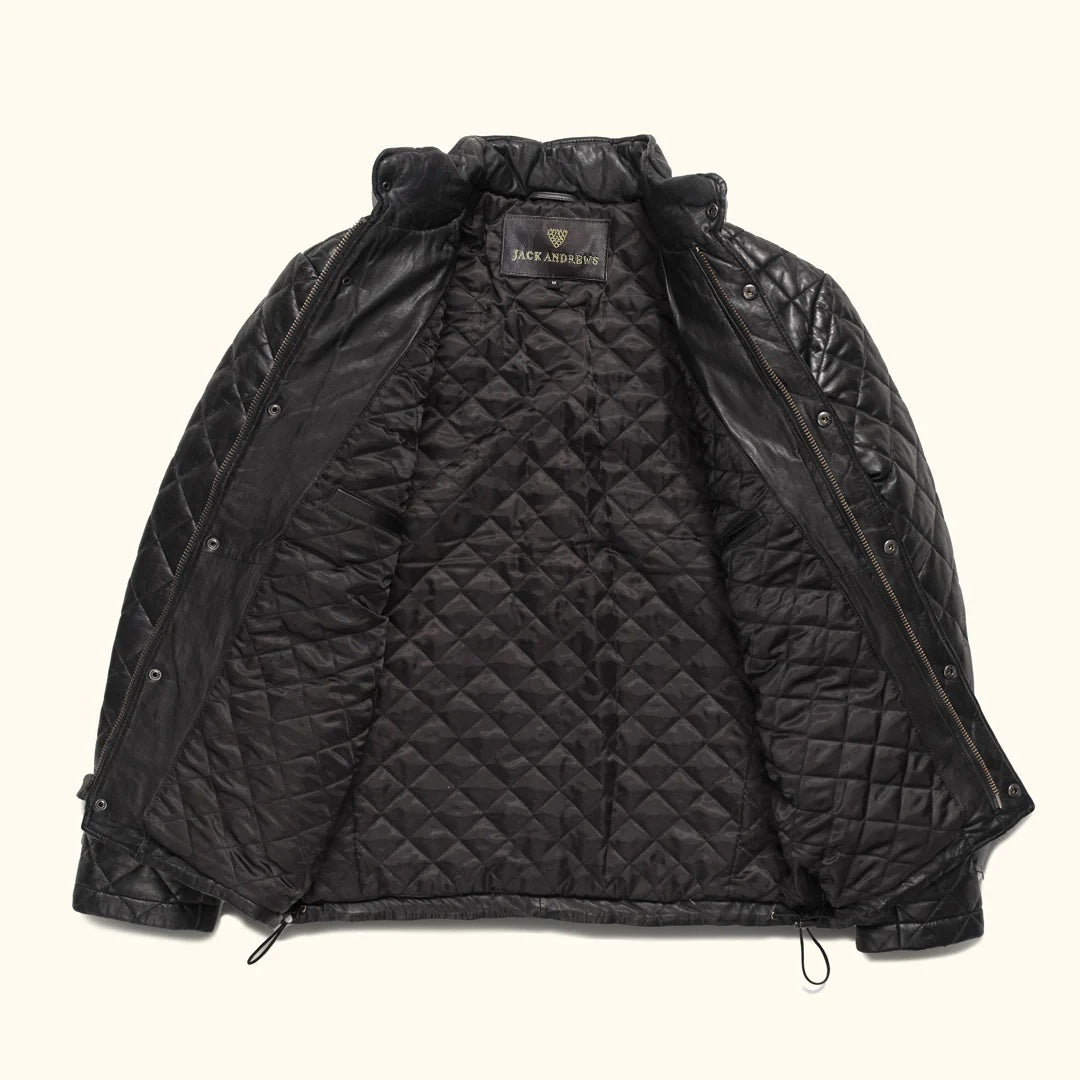 Jack Andrews Inspired Quilted Leather Jacket | Men's Premium Diamond Stitch Leather Jacket