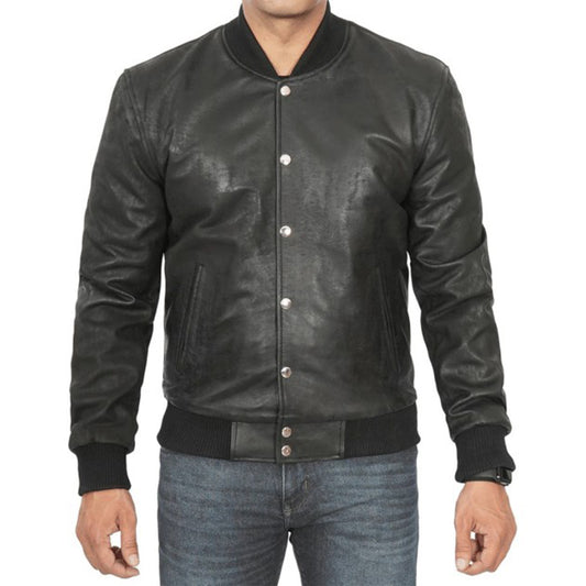 Classic Bomber Leather Jacket