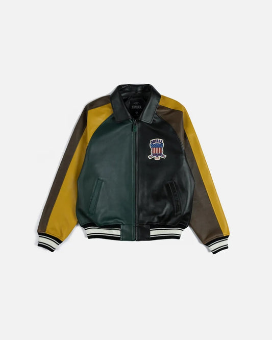Patta 4 All Avirex-Inspired Leather Varsity Jacket | Premium Genuine Leather Bomber Jacket