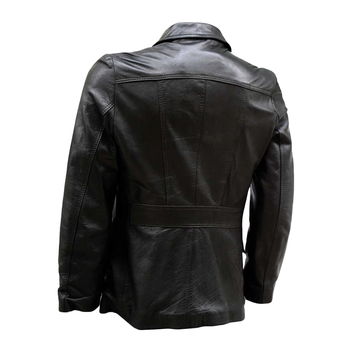 Leather Biker Blazer with Four Pockets