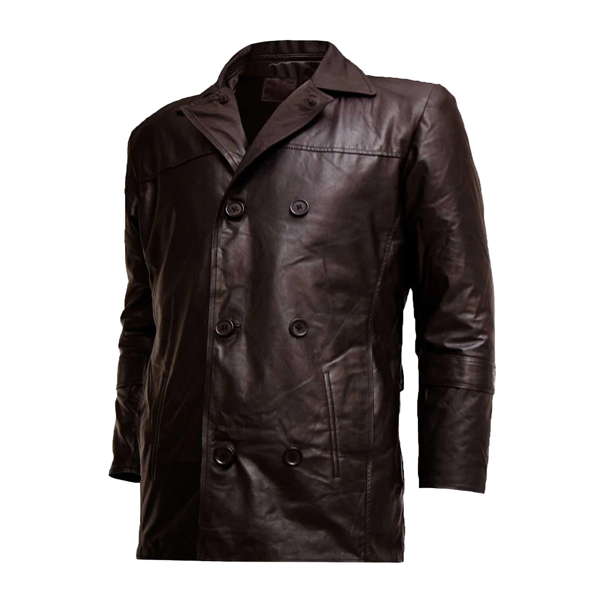 Button-Up Leather Men Blazer