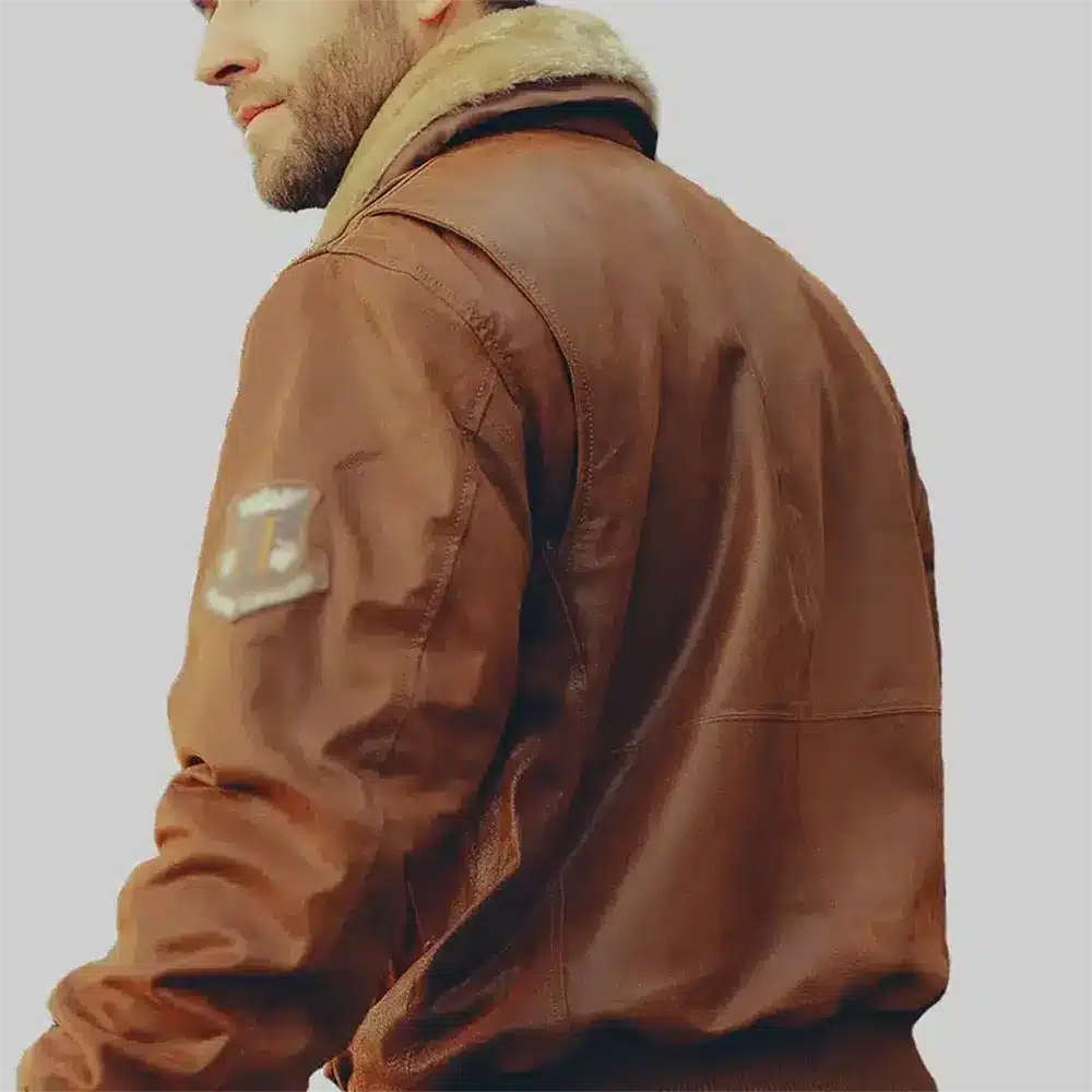 Jonas Men's Military Brown Aviator Bomber Leather Jacket | Premium Genuine Leather Flight Jacket
