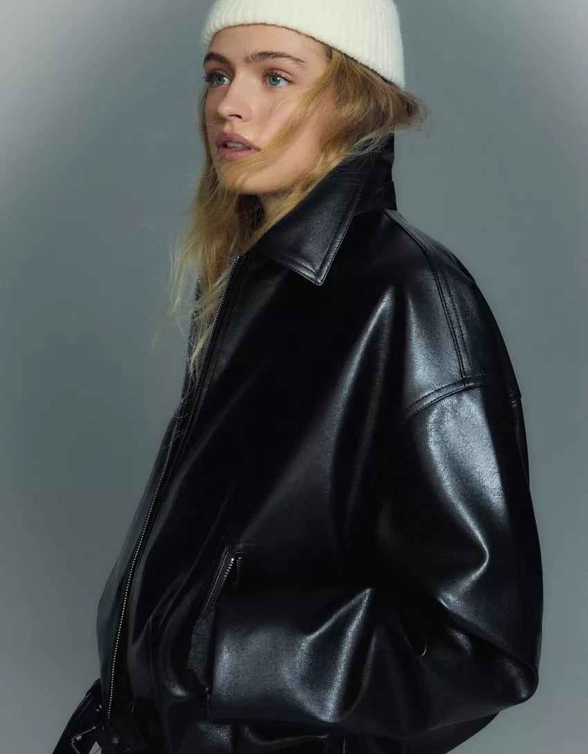 Women's Genuine Leather Bomber Jacket | Classic Premium Leather Outerwear