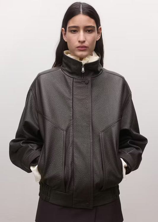 Luxury Oversized Black Leather Jacket for Women | Premium Genuine Leather Outerwear