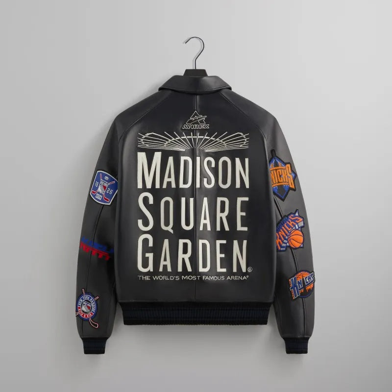 New York City Basketball Inspired Black Leather Varsity Jacket| Premium Genuine Leather Bomber
