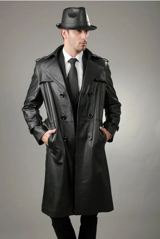 Luxury Leather Trench Coat | Timeless Long Coat