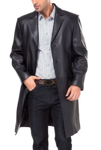 Premium Leather Trench Coat | Classic Long Leather Coat