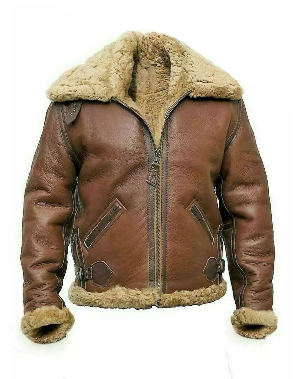 Men's Pilot Flying B3 Aviator Leather Jacket | Vintage Shearling Bomber Jacket