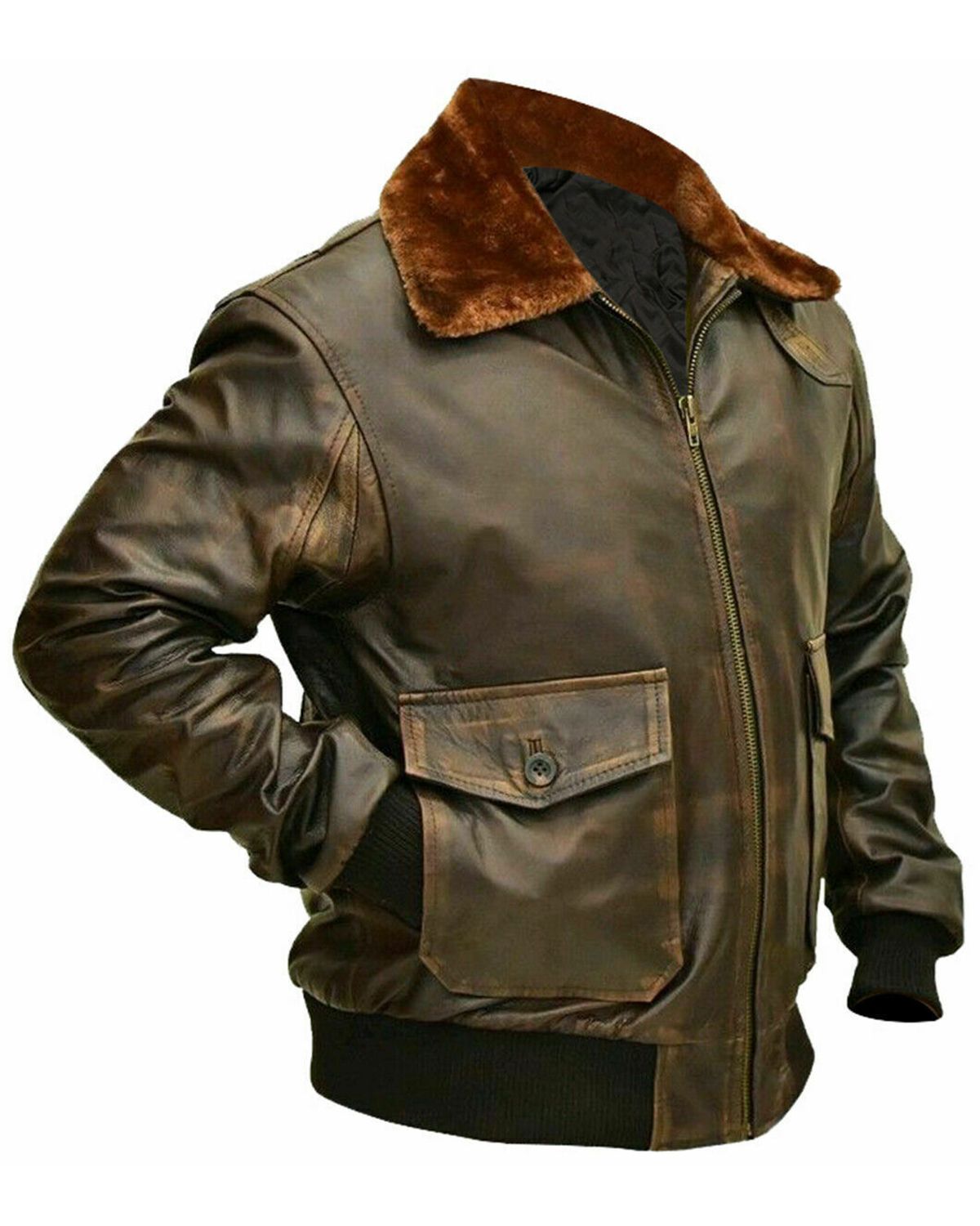 Men's G1 Aviator A2 Bomber Leather Jacket | Classic Vintage Flight Jacket