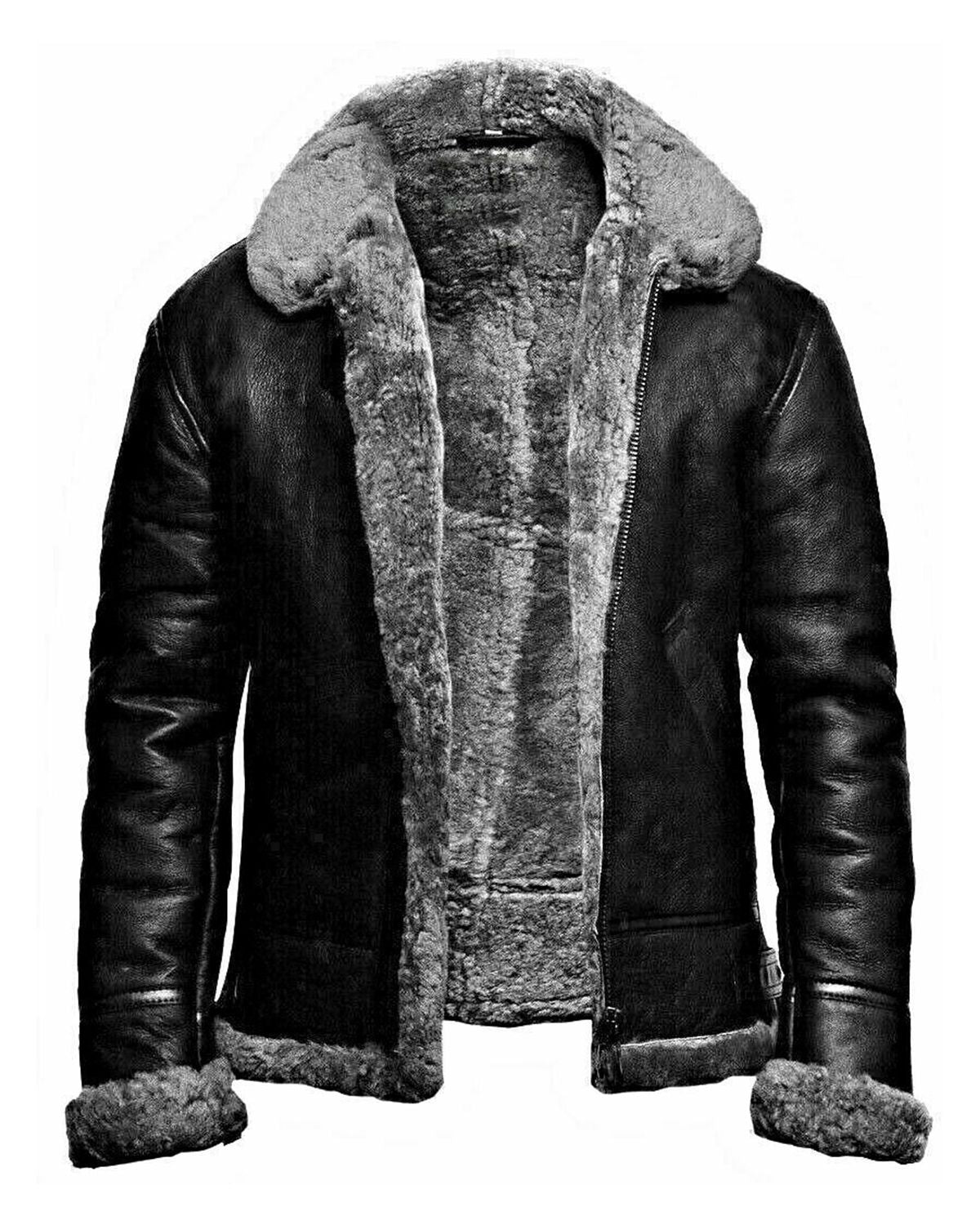 Men's RAF Aviator Pilot Flying B3 Bomber Leather Jacket | Vintage Shearling Flight Jacket