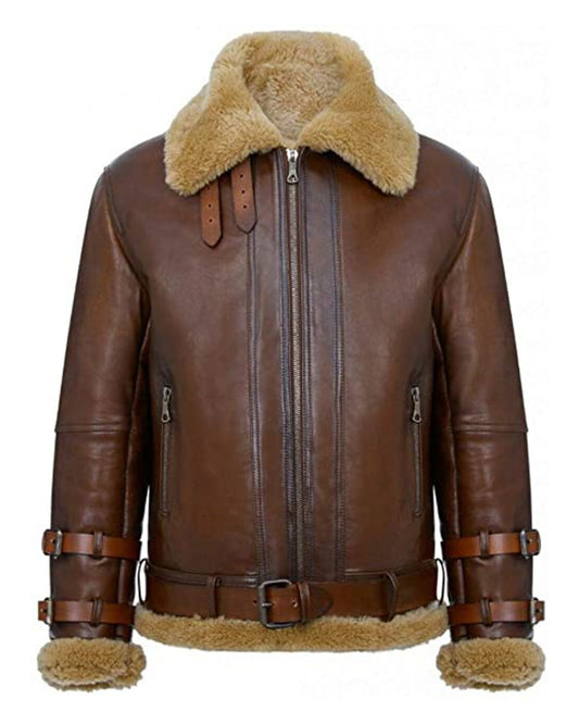 Men's RAF B3 Aviator Leather Jacket | Shearling Bomber Flight Jacket
