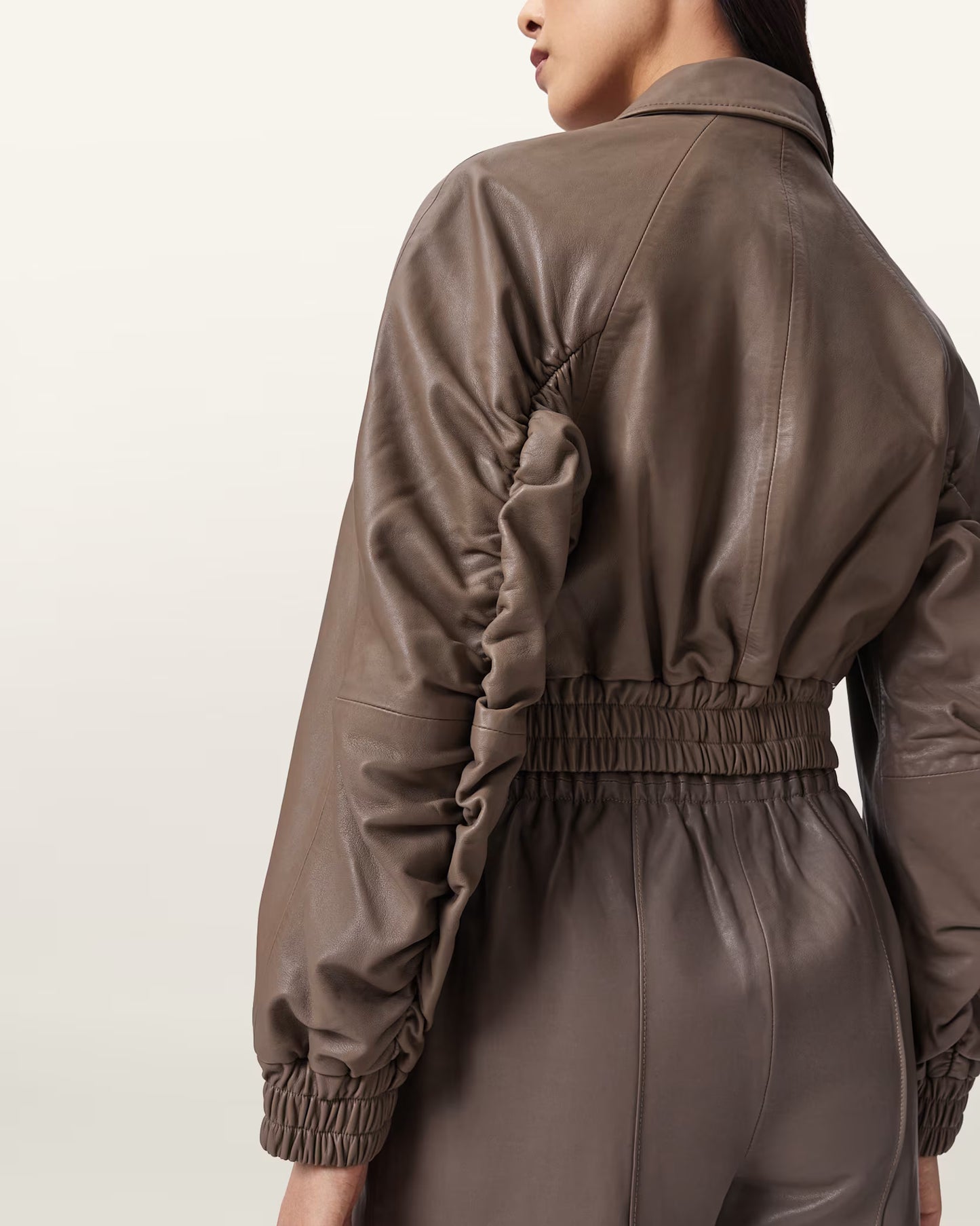 Women's Cropped Genuine Leather Bomber Jacket | Classic Casual Leather Jacket