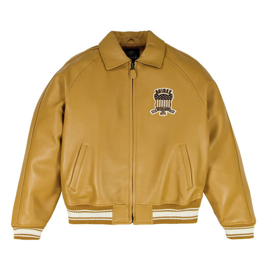 Avirex-Inspired TIMBERLAND X AVIREX Leather Varsity Jacket | Premium Genuine Leather Bomber Jacket