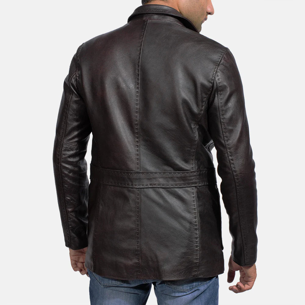 Wine Black Leather Blazer for Men | Premium Genuine Leather Blazer