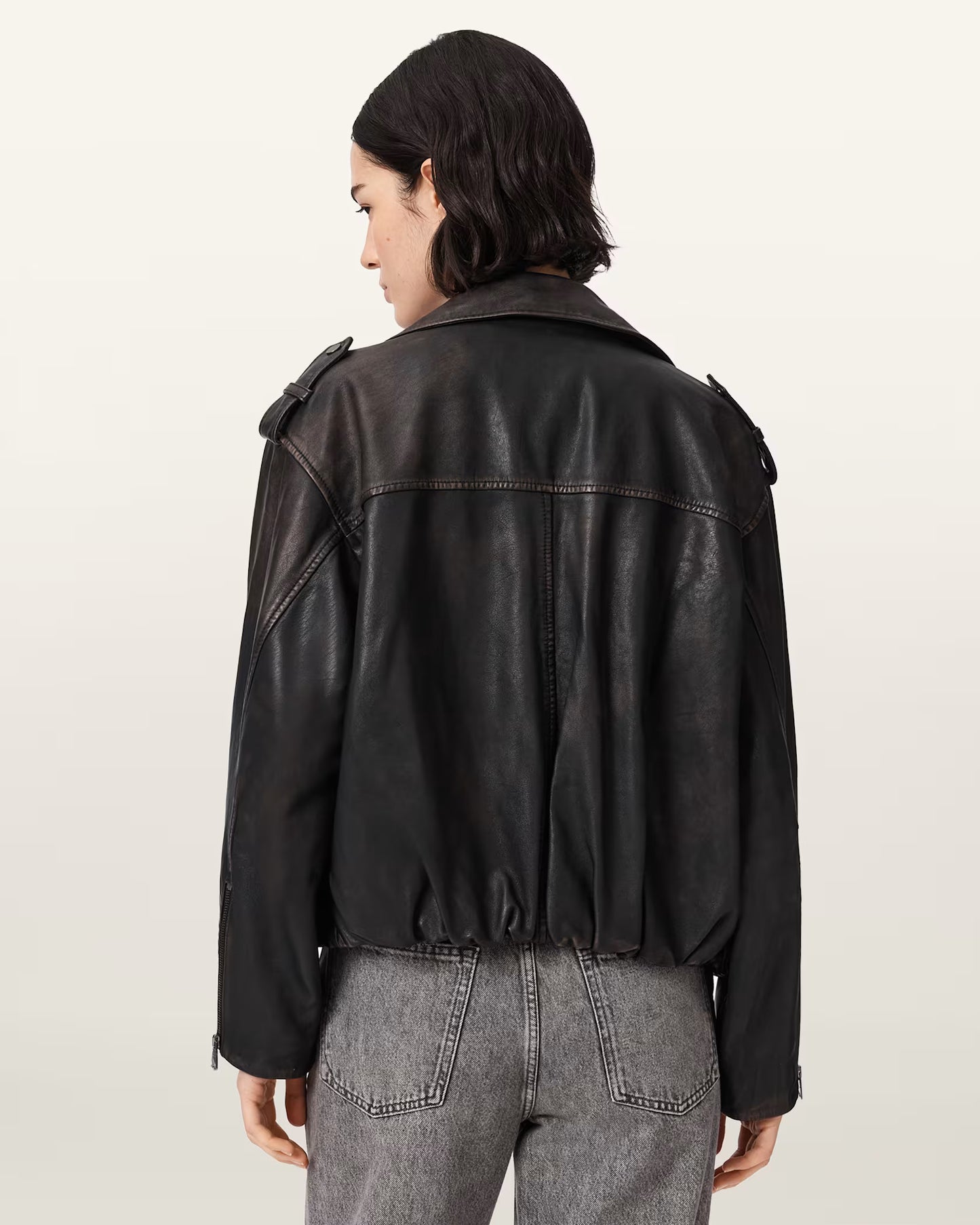 Women's Samina Relaxed Fit Genuine Leather Biker Jacket | Classic Moto Leather Jacket