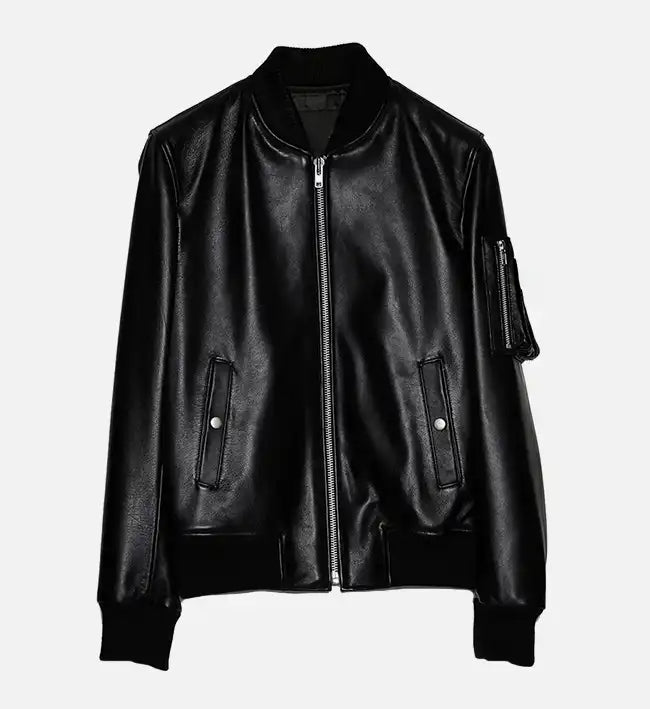 Women's Sheepskin Black Leather Bomber Jacket | Premium Genuine Leather Outerwear