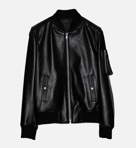 Women's Sheepskin Black Leather Bomber Jacket | Premium Genuine Leather Outerwear