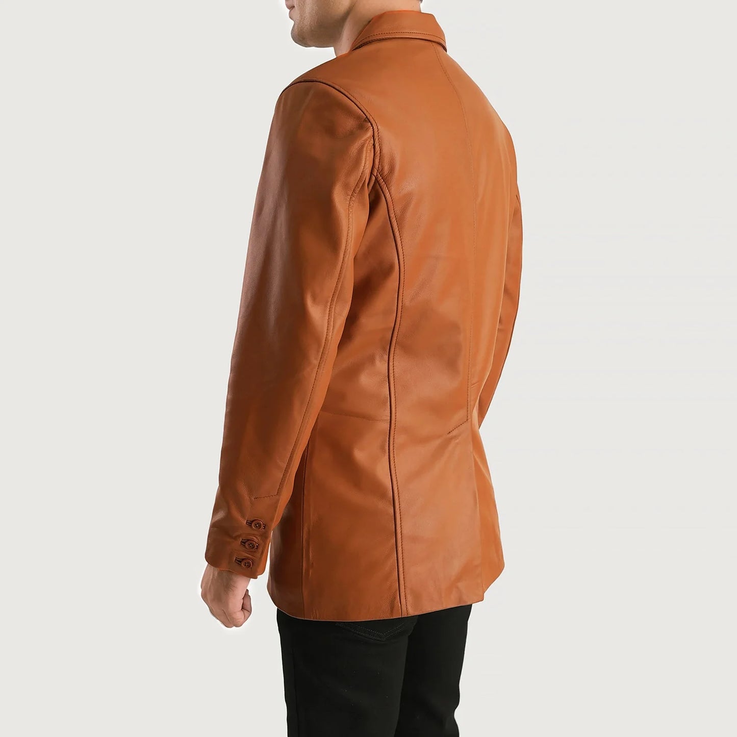 Ray Cutler Tan Brown Leather Blazer for Men | Premium Genuine Leather Blazer