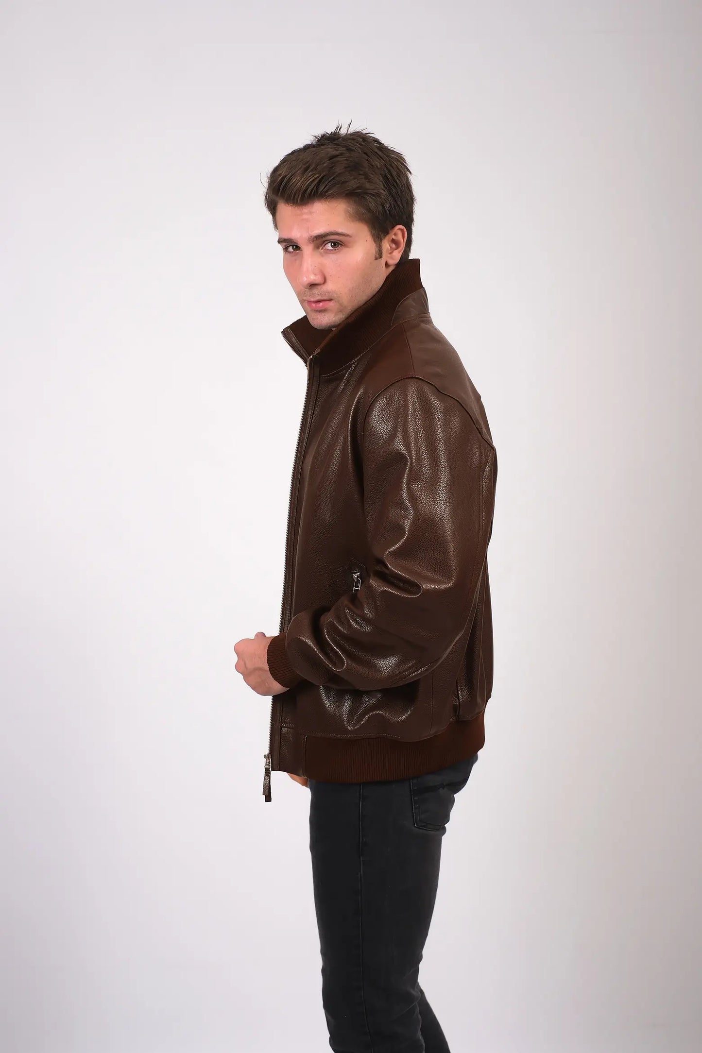Men's Brown Aviator Leather Jacket | Premium Shearling Flight Jacket