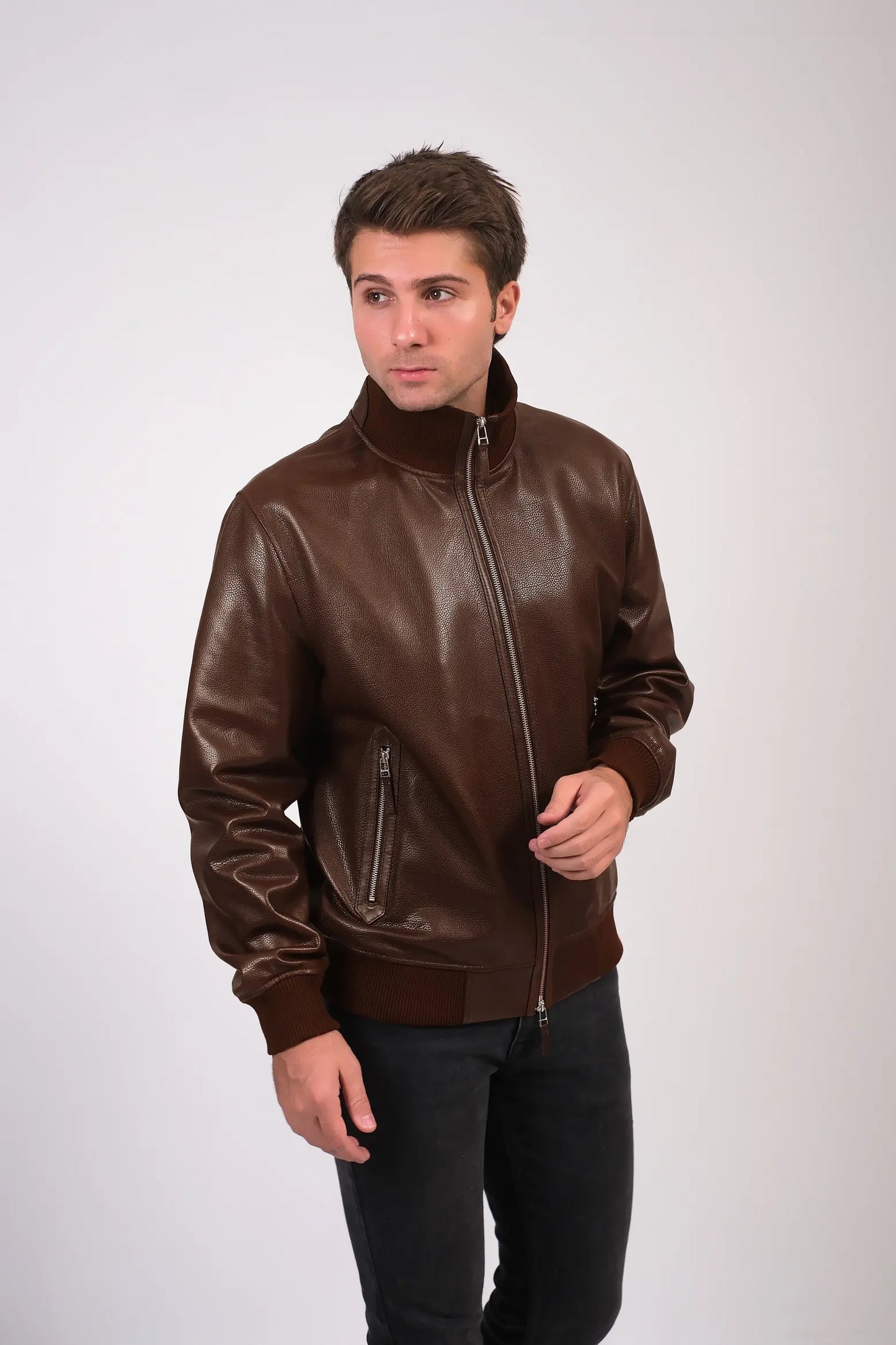 Men's Brown Aviator Leather Jacket | Premium Shearling Flight Jacket