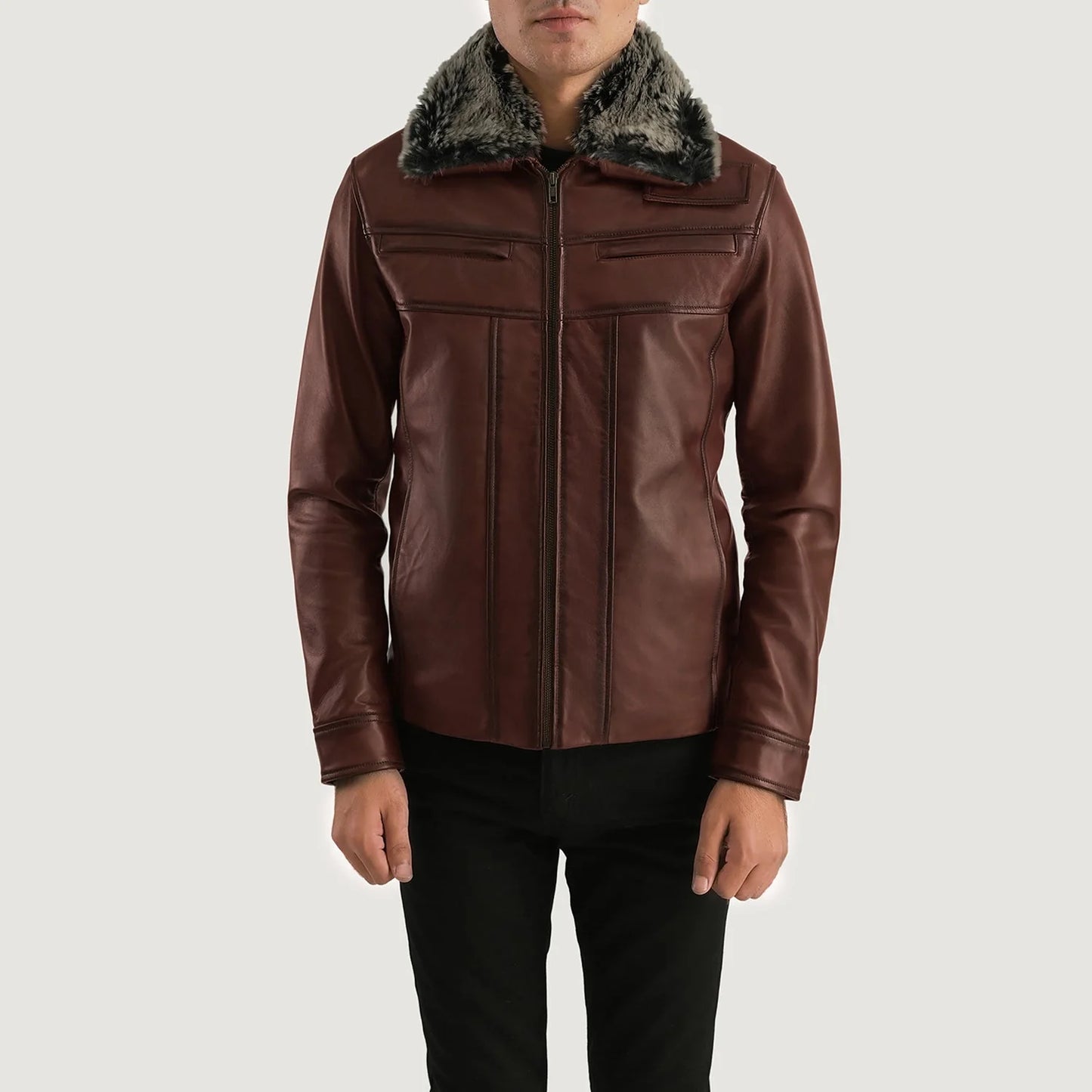 Evan Hart Fur Brown Leather Jacket for Men | Premium Genuine Leather Shearling Jacket