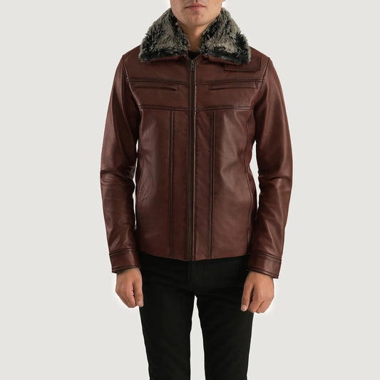 Evan Hart Fur Brown Leather Jacket for Men | Premium Genuine Leather Shearling Jacket